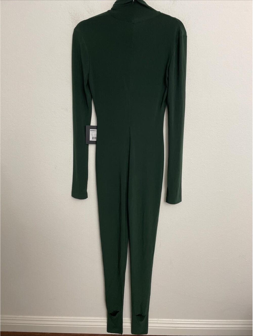 Norma Kamali Slim Fit Turtle Catsuit With Footsie in green S NWT $200 - Picture 5 of 10